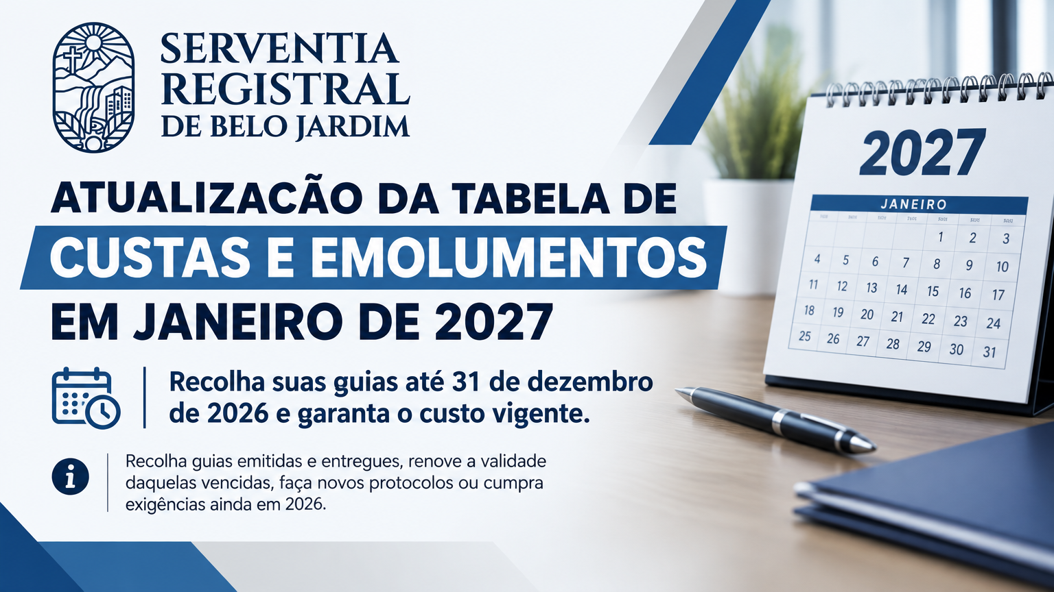 ALTERAÇÃO DA TABELA OFICIAL DE CUSTAS E EMOLUMENTOS 